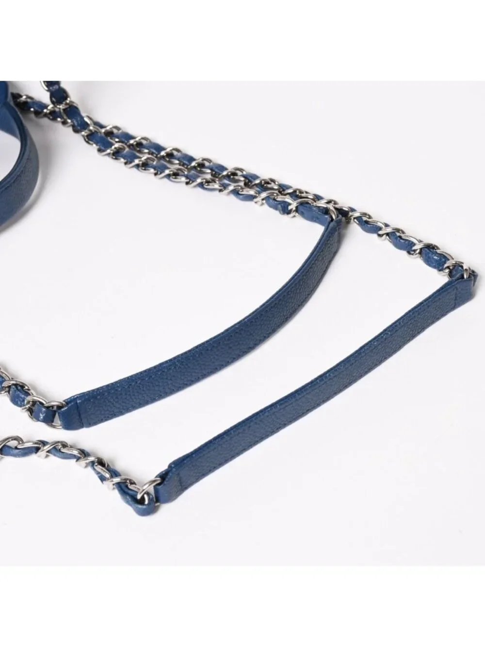 Chanel Deauville Line Chain Shoulder Bag CC Logo Caviar Leather Blue